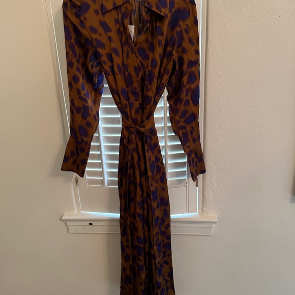 COS Brown and Blue Midi Dress - Picture 1 of 3